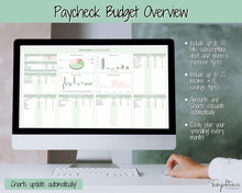 Load image into Gallery viewer, Budget by Paycheck Google Sheets Spreadsheet | Biweekly Zero Based Budget Tracker | Green
