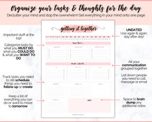 Load image into Gallery viewer, EDITABLE Brain Dump Template BUNDLE | To Do List Printable, ADHD Work Productivity Planner | Pink Swash
