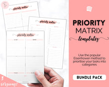 Load image into Gallery viewer, EDITABLE Brain Dump Template BUNDLE | To Do List Printable, ADHD Work Productivity Planner | Pink Swash
