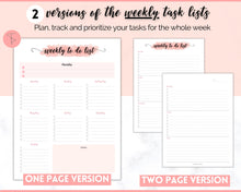 Load image into Gallery viewer, EDITABLE Brain Dump Template BUNDLE | To Do List Printable, ADHD Work Productivity Planner | Pink Swash
