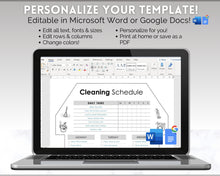 Load image into Gallery viewer, Editable House Shape Cleaning Schedule &amp; Housekeeping Checklist for House Chores | Mono
