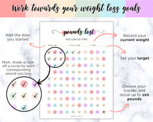 Load image into Gallery viewer, Pounds Lost Tracker Bundle - 10 20, 30, 50, 100 lbs Printable Weight Loss Printables | Swash Rainbow
