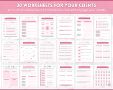 Load image into Gallery viewer, 60+ WORKSHEET Template Bundle | Canva Workbook Templates &amp; Lead Magnet for Coaches | Brit Pink
