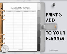 Load image into Gallery viewer, Password Tracker BUNDLE | 3 Printable Password Log &amp; Organizers, Password Keeper, Password Manager | Mono
