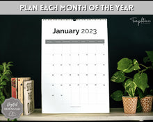 Load image into Gallery viewer, 2023 Monthly Calendar Printable | 12 Month Desk Calendar Planner | Portrait Mono
