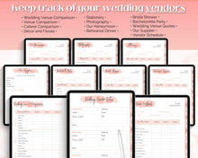 Load image into Gallery viewer, Digital Ultimate Wedding Planner for iPad | GoodNotes Wedding Checklist, Wedding Schedule, Bridal Binder, Wedding Budget &amp; Itinerary | Pink Watercolor
