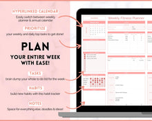Load image into Gallery viewer, Fitness &amp; Workout Planner | Weekly Weight Loss Tracker, Meal Planner &amp; Habit Tracker Spreadsheet | Red
