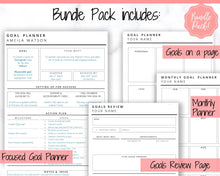 Load image into Gallery viewer, EDITABLE 2023 Goal Planner Printable | 2023 New Year Goals Insert, Habit Tracker, Monthly Goal Setting Planner
