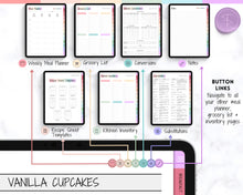 Load image into Gallery viewer, Digital Recipe Book for GoodNotes | Digital Recipe Template, Meal Planner, Cookbook Template for the iPad | Pastel Rainbow
