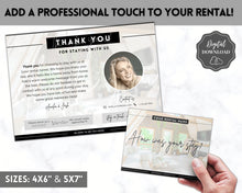 Load image into Gallery viewer, VRBO Thank You Card for Hosts | Editable Welcome Card | Mono
