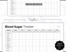 Load image into Gallery viewer, Blood Sugar Tracker | BUNDLE of 6 Blood Sugar Logs, Glucose Tracker, Diabetes Log, Medical Planner Printable, Type 2, Gestational Diabetes
