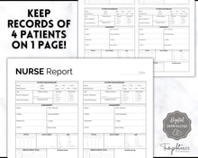 Load image into Gallery viewer, 4 Patient Nurse Report Sheet to Organize your Shifts | Nurse Brain Sheet, ICU Nurse Report Patient Assessment Template | Mono
