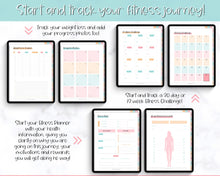 Load image into Gallery viewer, UNDATED Digital Fitness Planner | iPad GoodNotes Fitness Journal, Weight Loss Tracker &amp; Workout Planner | Colorful Sky
