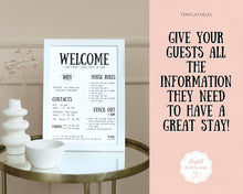 Load image into Gallery viewer, Airbnb Welcome Sign Poster Template | Printable Airbnb Host Vacation Rental Sign | Farmhouse
