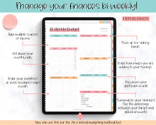 Load image into Gallery viewer, Biweekly Paycheck Budget Planner | DIGITAL GoodNotes Budget by Paycheck Planner | Zero Based Finance | Colorful Sky
