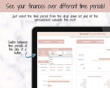 Load image into Gallery viewer, Simple Budget Planner Spreadsheet | Google Sheets Automated Monthly Finance &amp; Expenses Spreadsheet | Brown
