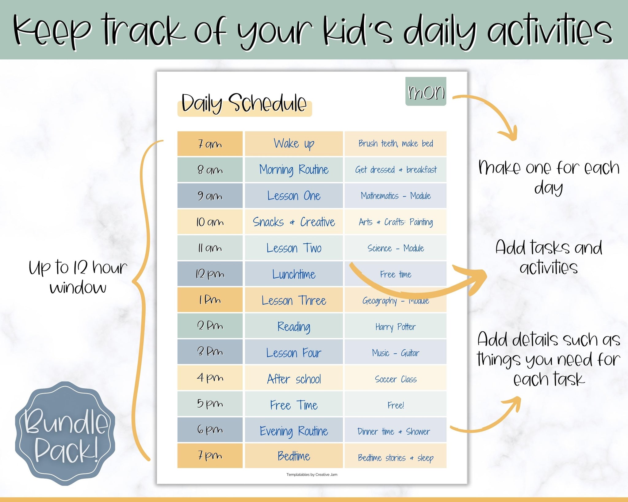 Kids Daily Schedule & Routine Templates | Homeschool Routine Planner
