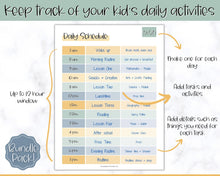 Load image into Gallery viewer, Kids Daily Schedule &amp; Homeschool Planner | Daily Routine, Chore Chart, Nanny Schedule, &amp; Lesson Planner | Yellow / Green

