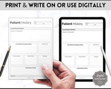 Load image into Gallery viewer, Patient History Sheet for Nursing School | Medical History Printable Report Sheet for Medical Students | Mono
