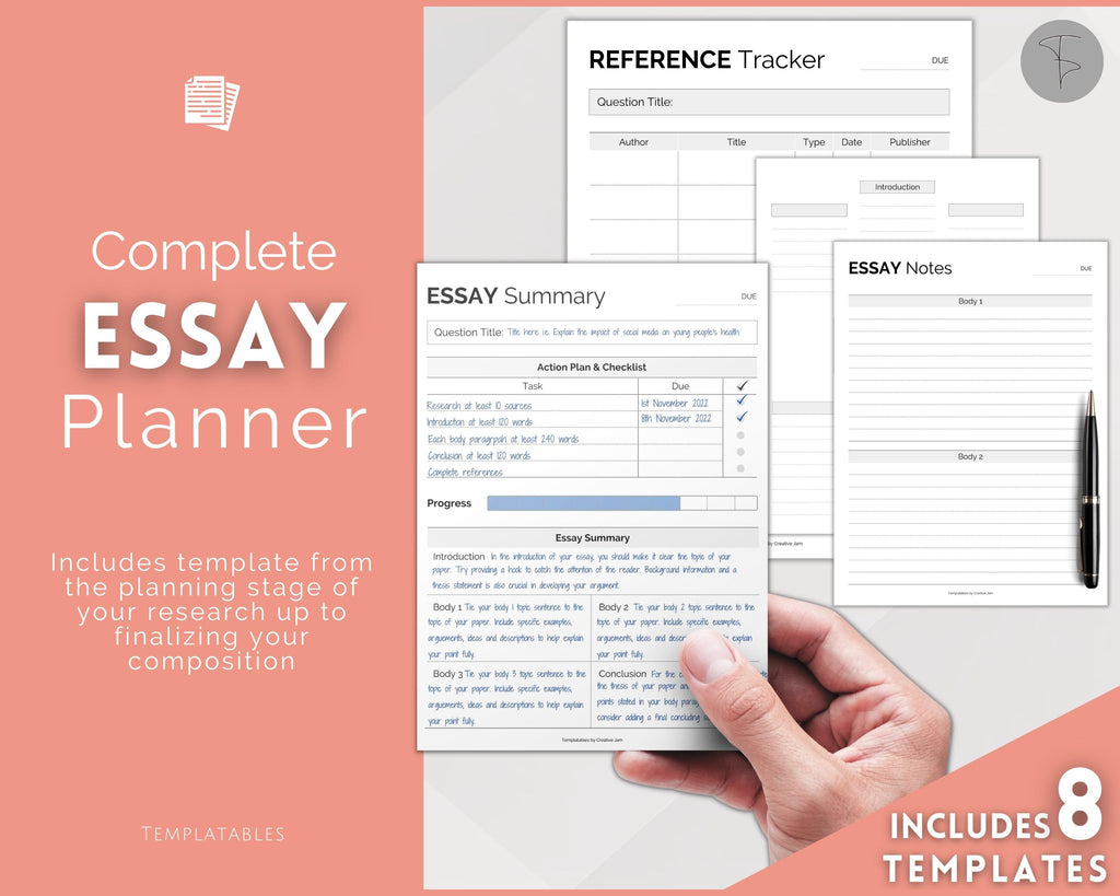 Essay Assignment Pattern Video Essay Planner Printable BUNDLE for Students | College Writing Template