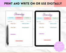 Load image into Gallery viewer, Pharmacology Nursing Template Printable | Pharmacology Study Guide, Notes &amp; Flash Cards | Pastel Rainbow
