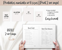 Load image into Gallery viewer, Think Fast Baby Shower Game Printable | Trivia Activity for Woodland, Boho, Neutral Theme Baby Showers
