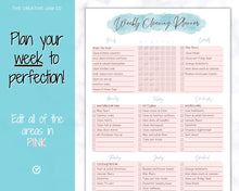 Load image into Gallery viewer, EDITABLE Cleaning Planner, Cleaning Checklist &amp; Cleaning Schedule | Weekly House Chores, Clean Home Routine, Monthly Cleaning List | Blue
