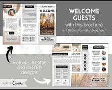 Load image into Gallery viewer, Airbnb Trifold Welcome Book Template | Editable Canva Welcome Guide for Vacation Rentals | Mono

