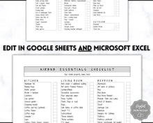 Load image into Gallery viewer, Airbnb Essentials Checklist | EDITABLE Airbnb Inventory List for Airbnb Hosts | Mono
