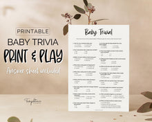 Load image into Gallery viewer, Baby Trivia Baby Shower Game Printable | Trivia Activity for Woodland, Boho, Neutral Theme Baby Showers
