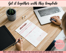 Load image into Gallery viewer, EDITABLE Brain Dump Template BUNDLE | To Do List Printable, ADHD Work Productivity Planner | Pink Swash
