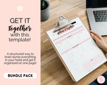 Load image into Gallery viewer, EDITABLE Brain Dump Template BUNDLE | To Do List Printable, ADHD Work Productivity Planner | Pink Swash
