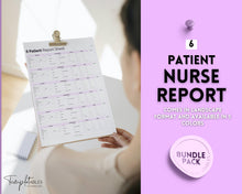 Load image into Gallery viewer, 6 Patient Nurse Report Sheet to Organize your Shifts | Nurse Brain Sheet, ICU Nurse Report Patient Assessment Template | Purple
