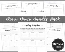 Load image into Gallery viewer, EDITABLE Brain Dump Template BUNDLE | To Do List Printable, ADHD Work Productivity Planner | Mono Swash
