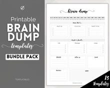 Load image into Gallery viewer, EDITABLE Brain Dump Template BUNDLE | To Do List Printable, ADHD Work Productivity Planner | Mono Swash
