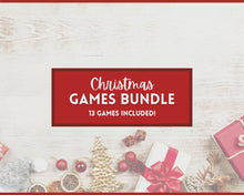 Load and play video in Gallery viewer, 13 CHRISTMAS GAMES BUNDLE | Holiday Game Printables, Fun Family Activity Set, Virtual Xmas Party Games for Kids &amp; Adults
