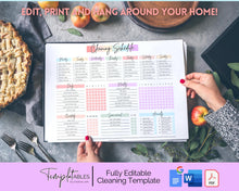 Load image into Gallery viewer, Editable Cleaning Schedule &amp; Housekeeping Checklist for House Chores | Pastel Rainbow Bundle
