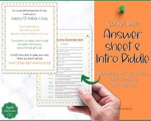 Load image into Gallery viewer, St Patricks Day Scavenger Hunt Printable Game | Kids Leprechaun Tresure Hunt Game for St Patricks Day | Pot of Gold
