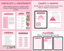 Load image into Gallery viewer, 60+ WORKSHEET Template Bundle | Canva Workbook Templates &amp; Lead Magnet for Coaches | Brit Pink
