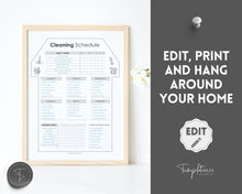 Load image into Gallery viewer, Editable House Shape Cleaning Schedule &amp; Housekeeping Checklist for House Chores | Mono
