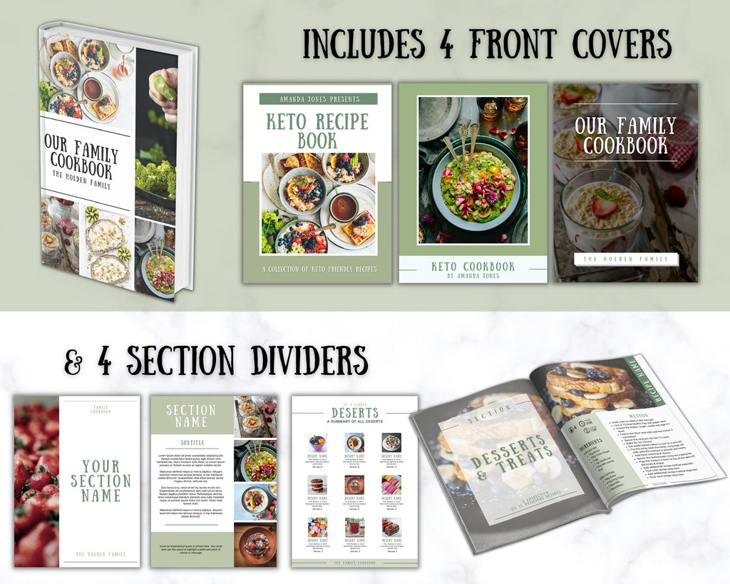 Editable Canva Recipe Book Template Family Cookbook Template
