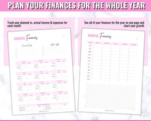 Load image into Gallery viewer, Finance Planner BUNDLE | Budget Planner Templates, Financial Savings Tracker Printables, Monthly Debt, Bill, Spending, Expenses Tracker | Brit Pink
