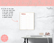 Load image into Gallery viewer, College Student Weekly Planner Schedule | Academic Class Organizer 2023 | Pink Watercolor
