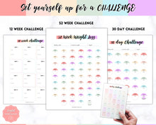 Load image into Gallery viewer, Weight Loss Tracker BUNDLE |  Fitness Planner Printable, Pounds Lost Tracker, Body Measurements &amp; Meal Planner | Swash Rainbow
