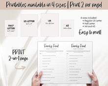 Load image into Gallery viewer, Family Feud Baby Shower Games Printable | Trivia Activity for Woodland, Boho, Neutral Theme Baby Showers
