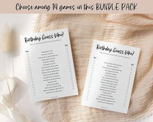 Load image into Gallery viewer, 1st Birthday Games - Printable Bundle of 14 Party Games for Baby&#39;s 1st Birthday | Trivia Activity for Woodland, Boho, Neutral Theme
