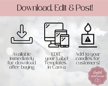 Load image into Gallery viewer, EDITABLE Candle Warning Label Template | Candle Care &amp; Fire Safety Instructions, Round Packaging Label Care Card, Candle Maker Seller | Safira
