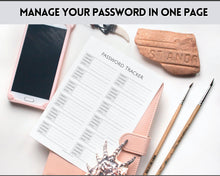 Load image into Gallery viewer, Password Tracker BUNDLE | 3 Printable Password Log &amp; Organizers, Password Keeper, Password Manager | Mono
