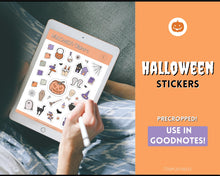 Load image into Gallery viewer, Digital HALLOWEEN Stickers Pack | GoodNotes &amp; Notability Horror Stickers for iPad, October Fall Planner | Pre cropped PNG
