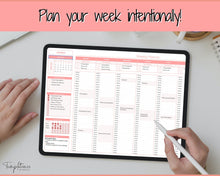 Load image into Gallery viewer, Weekly Hourly Planner Spreadsheet | EDITABLE Google Sheets Daily Schedule, Organizer &amp; To Do List | Red
